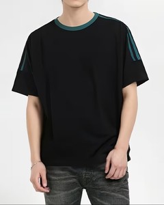 Camiseta de Verano para Hombre, Cuello Redondo, Color Sólido, Manga Corta, Mezcla Microelástica, Corte Regular, Hombros Caídos, Transpirable, Informal - Product Image 1