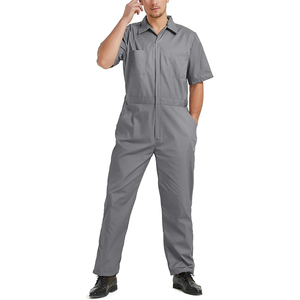 Overol de Trabajo de Manga Corta Gris para Hombre, Estilo Casual de Color Sólido, Ropa de Verano, Tejido de Tela - Product Image 4