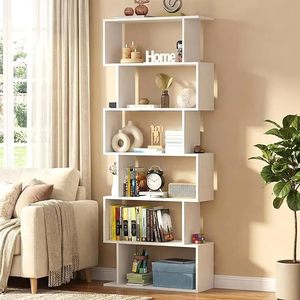 Librería Modular Moderna de Madera Blanca con 6 Estantes, Almacenamiento Multifuncional para Sala de Estar, Oficina en Casa, Biblioteca - Product Image 1