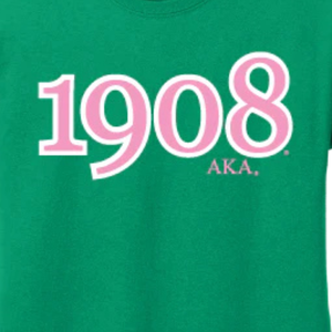 AKA Founding Year 1908 Embroidered <b>Green</b> T-Shirt <b>Green</b> Premium Cotton Crew Neck Short Sleeve Soft Breathable Casual Unisex Tee - Product Image 6