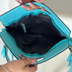 2026 New Design Hair On Cowhide Leather Fringe Handbag Hand Tooled Leather <b>Top</b> Handle Crossbody Purse Shoulder Bag for Women's - Product Image 6