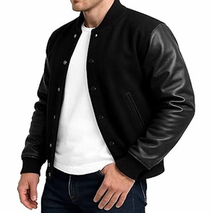 2026 New Varsity <b>Jacket</b> Oversized Streetwear Wool Blend Fabric Hooded Waterproof Breathable Casual College Style Long Zipper - Product Image 3