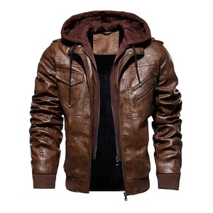 Chaqueta de Moto Impermeable para Hombre, Color Marrón, de Algodón, con Cuello Alto, Cierre de Botones Cubiertos, Corte Ajustado, Manga Regular, Color Sólido, para Otoño - Product Image 4