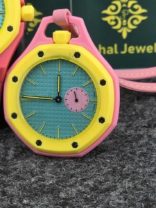 Pink Yellow Round Quartz <b>Watch</b> with Plastic Band Analog Display Vintage Eco-Friendly Unisex Fashion Style 40mm Dial - Product Image 3