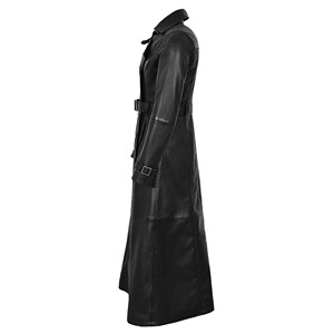 Custom Genuine Nappa Leather Women's Trench Coat Long Double Breasted Leather Coat Belted Leather <b>Jacket</b> Wholesale Manufacturer - Product Image 2