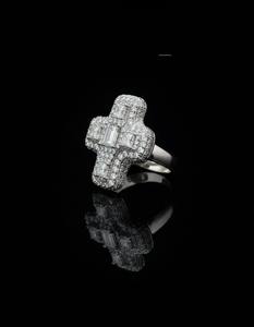 แหวนฮิปฮอปทรงกากบาท ประดับเพชรแบบ Iced Out เงินแท้ 925 หรือเคลือบทอง 10K 14K แหวนเครื่องประดับหรูหรา สไตล์ศาสนา - Product Image 3