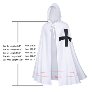 เสื้อคลุมมีฮู้ดสีดำพิมพ์ลายกากบาทสีขาวแบบสองด้านสำหรับชุดฮาโลวีน - Product Image 2