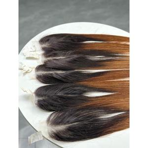 Ombre Lace Closure Straight Dark Root <b>Chestnut</b> Brown Vietnamese Virgin Double Drawn Human Hair Wholesale - Product Image 2