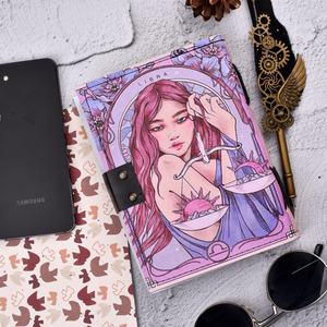 Libra Zodiac Handmade Journal | <b>A5</b> Artistic Notebook with Vintage Lock 100 Pages 100% Handmade Paper <b>Diary</b> for Writing & Gifting - Product Image 5