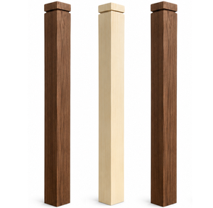 EFS Brand Solid Wood Square Newel <b>Post</b> with Metal <b>Anchors</b> and Wooden Caps for Staircase Installation Model 2107 - Product Image 1
