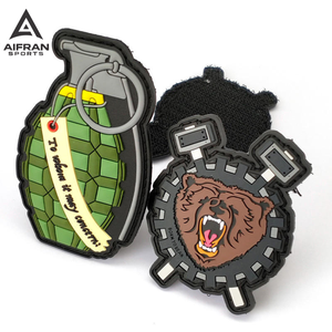 Parches de Goma AIFRAN SPORTS con Diseño 3D en Relieve de Oso y Granada, Parches de Velcro con Forma Irregular para Bolsas - Product Image 1