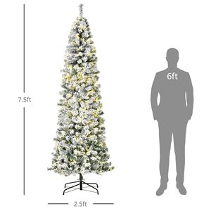 7.5ft Pre-Lit Slim Douglas Fir Artificial Christmas <b>Tree</b> 350 LED <b>Lights</b> & 641 Tips Snow-Flocked <b>with</b> Realistic Branches - Product Image 3