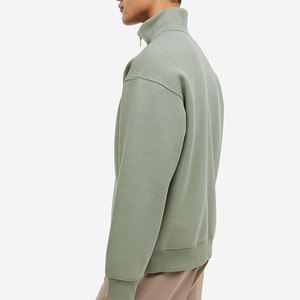 Sweat-shirt à col montant zippé pour homme, coupe classique, couleur unie, en molleton bouclette, décontracté, manches longues, pour l'automne - Product Image 2