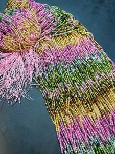 Perles de tourmaline naturelle en forme de pastèque, facettées, rondes, magnifiques, multicolores, rose, bleu, jaune, vert, perles de pierres précieuses - Product Image 5