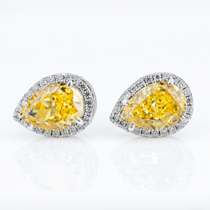 Boucles d'oreilles en zircon taille poire, plaqué rhodium argenté, sertissage griffe, bijoux fins de luxe pour femme, certifiées GIA, cadeau - Product Image 1