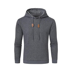 Sweat-shirt à capuche à manches raglan pour homme, couleur unie, respirant, tricoté, décontracté, pour l'automne, rouge, noir, manches longues - Product Image 2