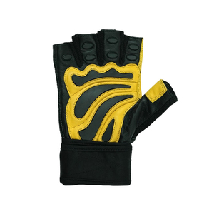 Gants de musculation professionnels demi-doigts unisexes personnalisables en cuir respirant avec support de poignet haute performance - Product Image 3