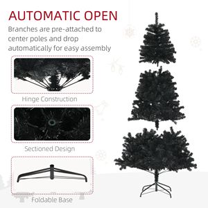 Albero di Natale Artificiale Non Illuminato Alto 1,8 m con 1000 Punte di Rami, Base in Acciaio ad Apertura Automatica per Decorazioni Natalizie Casa e Ufficio - Product Image 3