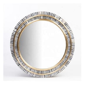 Espejo de Pared Redondo con Marco Azul y Blanco a Rayas, Espejo Decorativo para Dormitorio, Sala de Estar, Pasillo, Adorno Decorativo - Product Image 6