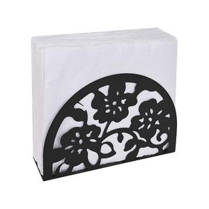 Decorative <b>Black</b> Metal Floral Napkin Holder Stand for Kitchen Dining Table <b>Tissue</b> Organizer - Product Image 5