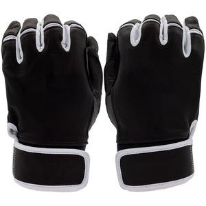 Gants de frappe de baseball en cuir noir respirant avec paume renforcée, sangle de poignet réglable, fabrication OEM en gros pour le sport - Product Image 4