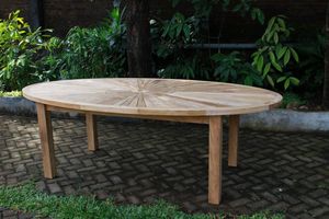 The Modern Oval <b>Dining</b> <b>Table</b> 240 Solid Teak Wood Non-<b>Foldable</b> with Lazy Susan Well Sanded Finish Outdoor Use - Product Image 5