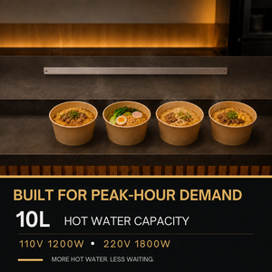 Distributeur d'eau commercial Aquatek, eau chaude et tempérée, capacité 10L, boîtier en acier inoxydable blanc avec affichage numérique - Product Image 3