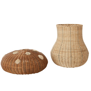 Aesthetic Woven Toy Storage Handmade Rattan Kid Mushroom Basket with Lid - Baby <b>Keepsake</b> <b>Box</b> - Product Image 5