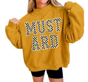 Sweat-shirt Marp Om personnalisé à col montant, imprimé lettres et carreaux gingham, épais, respirant, unisexe, style streetwear automne/hiver - Product Image 6