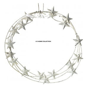 Corona Colgante de Metal Plateado Brillante, Hecha a Mano, Edición Limitada, Decoración Navideña Elegante para el Hogar, Sublimación en Blanco - Product Image 6