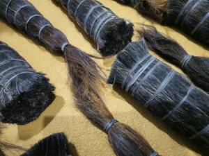 Natural <b>Black</b> <b>Raw</b> Buffalo Tail Hair Bundle Handmade Organic Material for DIY Craft Brush Making - Product Image 5