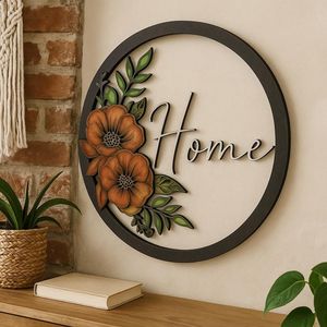 Décoration murale minimaliste en bois naturel, feuilles, panneaux muraux en bois - Product Image 1