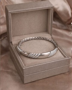 Highly Polished 925 Sterling <b>Silver</b> Tapered Hinged <b>Bangle</b> Bracelet Premium Open <b>Bangle</b> Bracelet <b>For</b> <b>Men</b> And Women Jewelry - Product Image 2