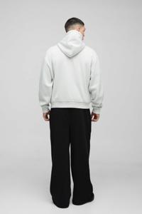 Sudadera con Capucha y Cremallera para Hombre, Color Gris Claro, Estilo Urbano, Corte Regular, Logotipo Estampado en la Parte Delantera, Ropa de Otoño - Product Image 3