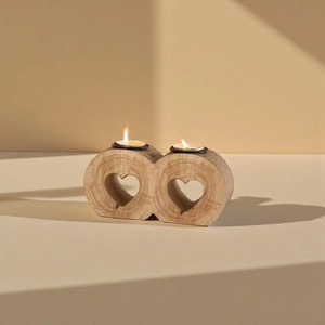 Rustic Heart Shape Wooden <b>Candle</b> Stand Elegant Decorative Holder For Romantic Home Decor For Bedroom And Living Room From India - Product Image 2