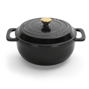 Olla Holandesa de Hierro Fundido, 5L de Capacidad, Color Negro Puro, con Tapas y 2 Guantes de Silicona - Product Image 2