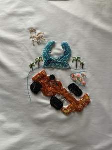 Casual Geometric Embroidered Poplin Crop <b>Top</b> with Buttons Short Tank <b>Top</b> for Spring & Autumn Season - Product Image 2