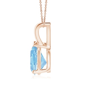 14K <b>Solid</b> <b>Gold</b> Natural Prong-Sett Pear Cut Aquamarine Gemstone <b>Pendant</b> High Quality Party Wear Unisex Link Chain Necklace OEM - Product Image 2