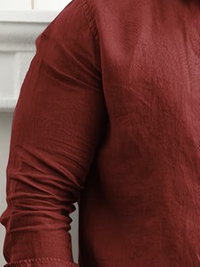 Camisa de Lino/Algodón Tejida Transpirable de Manga Larga, Informal, Cómoda, de Color Sólido, para Hombre, de Bangladesh - Product Image 2