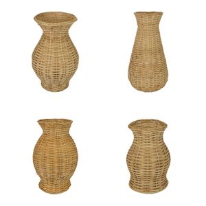 Juego de Jarrones Decorativos de Mimbre Tejido a Mano, Ecológicos, Estilo Art Deco, Redondos, para Mesa, Exhibición Floral - Product Image 6