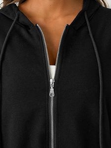 <b>Cropped</b> <b>Zip</b> <b>Up</b> Hoodie Women Long Sleeve Crop Sweatshirts Jackets - Product Image 4