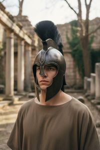 Casque de guerrier trojan en acier moulé en 3D, inspiré d'Ahile, artisanal, pour adulte, utilisable comme armure ou accessoire de tête, pour la décoration intérieure et la photographie - Product Image 3
