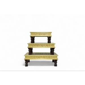 ม้านั่งไม้ชีแชมสไตล์จ๊อดปุร์ งานแฮนด์เมด พร้อมลายทองเหลือง - ขายส่ง - Product Image 4