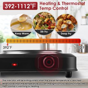 Plaque chauffante électrique infrarouge portable 1000W à brûleur unique pour camping-car, avec plaque de cuisson en verre de 7,5 pouces et chauffage à température variable en T - Product Image 6