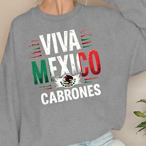 Sudadera Casual de Mujer con Estampado de Bandera Española Viva México, Tejida, 100% Poliéster - Product Image 3