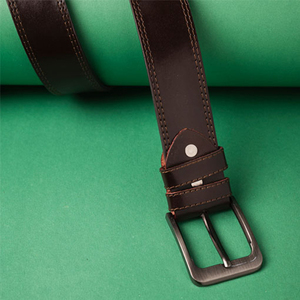 Ceintures en cuir véritable de luxe pour hommes, fabriquées en usine, ajustables, souples et décontractées avec boucle en acier, en provenance du Pakistan. - Product Image 5