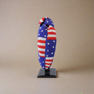 Serre-tête unisexe brodé à la main, motif drapeau américain, perles de rocaille, patriotique, haute qualité, pour fêtes et événements festifs, tendance - Product Image 1