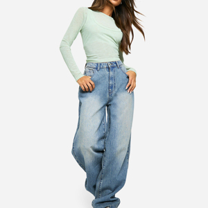 New High Quality Oversized Denim <b>Pants</b> Customize 100% Cotton Baggy <b>Pants</b> 2026 Stylish Embroidery Women's Oversized Jeans <b>Pants</b> - Product Image 5