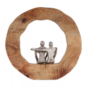 Sculpture d'éléphant circulaire en bois faite à la main, décoration de table, art moderne pour salon, thème animal, cadeau artisanal - Product Image 3