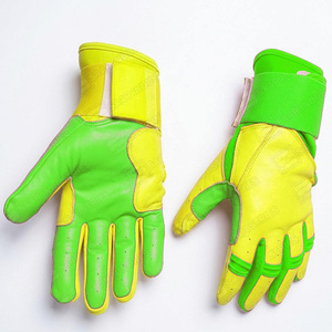 ถุงมือตีเบสบอล SAAR INDUSTRIES สีเขียวเหลือง คุณภาพสูง หนังแท้บุฟองน้ำอย่างดี สำหรับผู้ใหญ่ แบบ unisex ปิดด้วยแถบตีนตุ๊กแก ทนทาน - Product Image 1